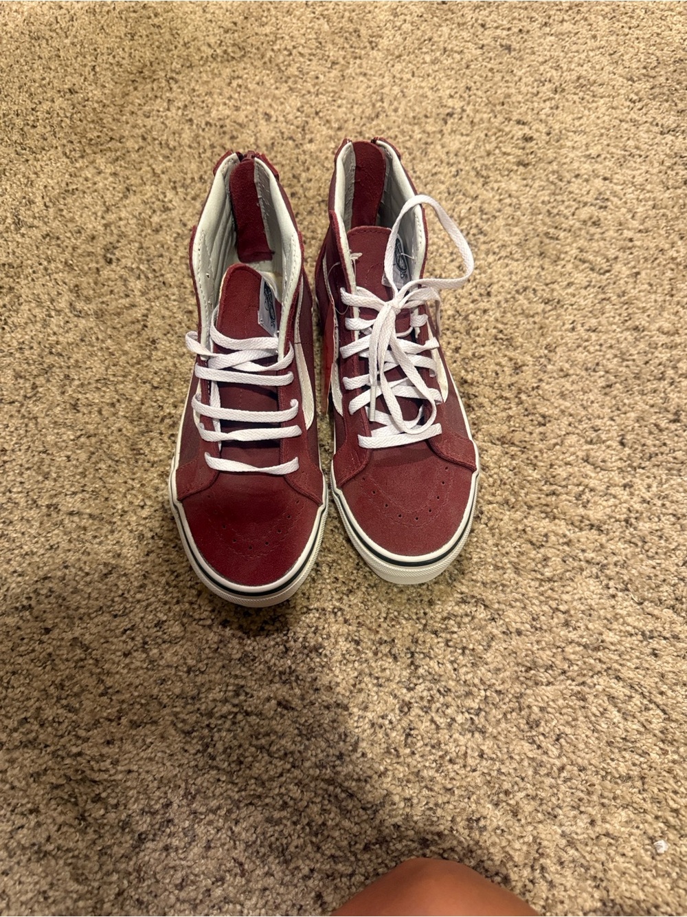 Vans Women’s High-Top Sneakers in Maroon with White Accents